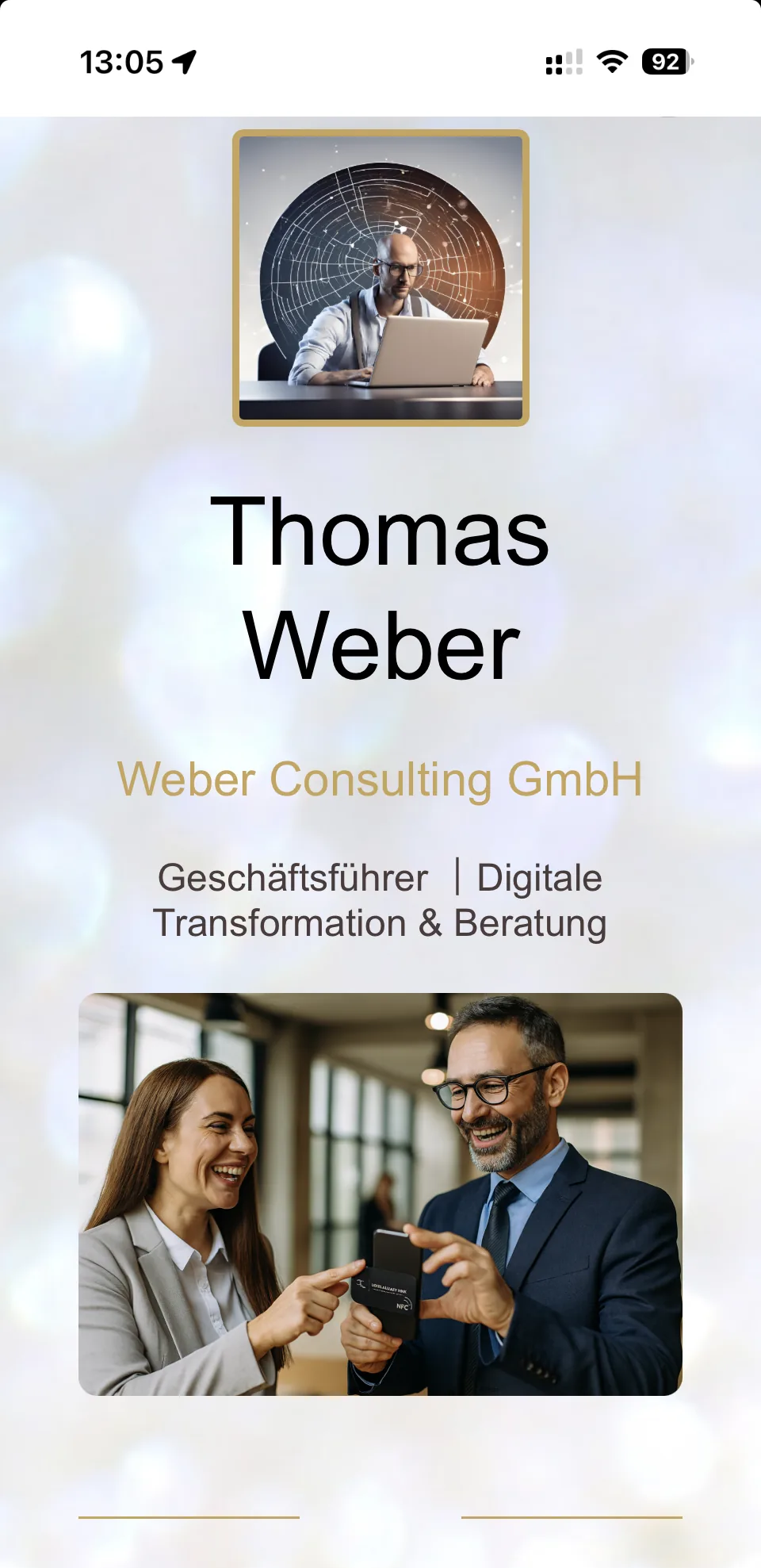 Thomas Weber BioLink Profil — professionelle digitale Visitenkarte