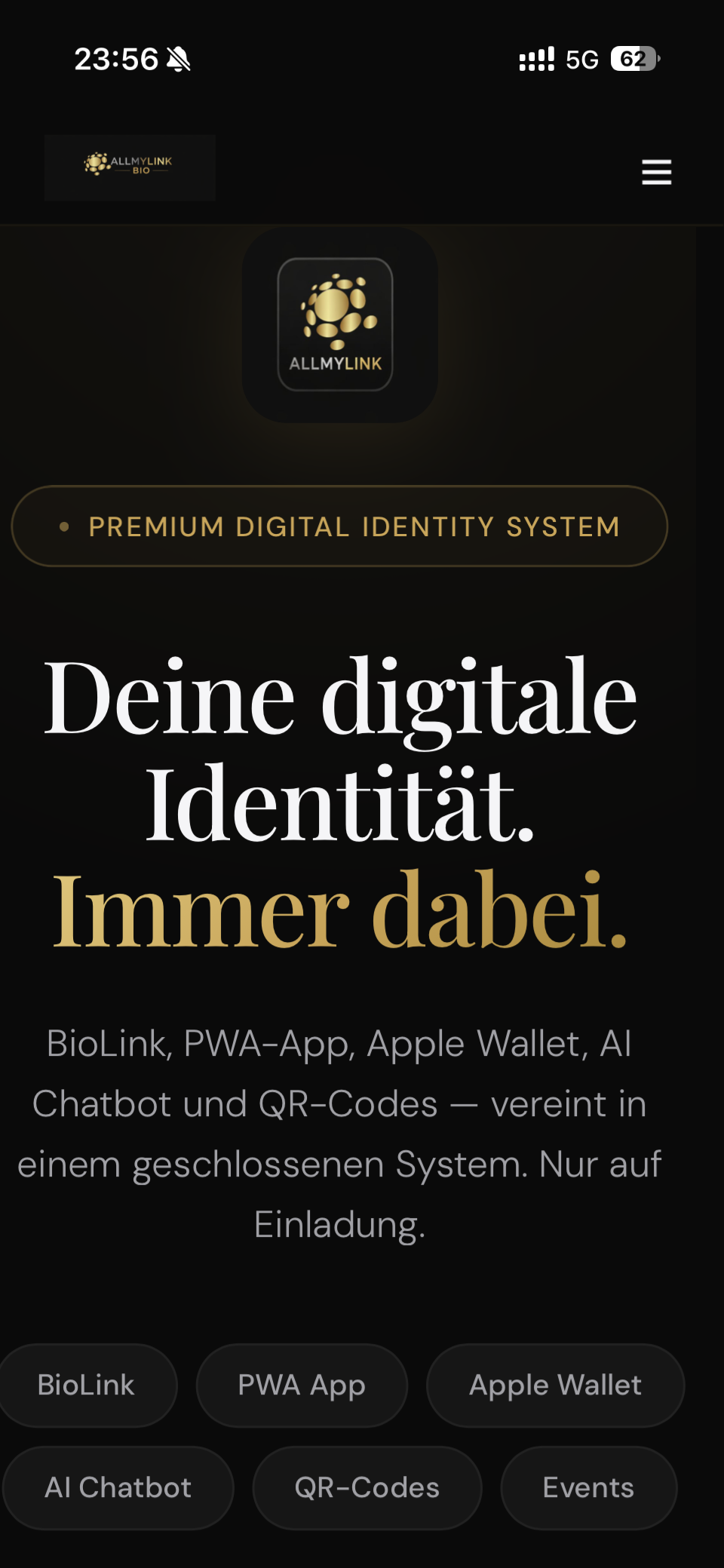 AllMyLink PWA — Mobile App Ansicht